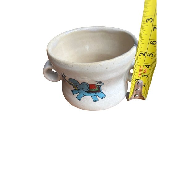 Pottery Childs training cup monkey elephant signed vintage retro - Picture 5 of 5